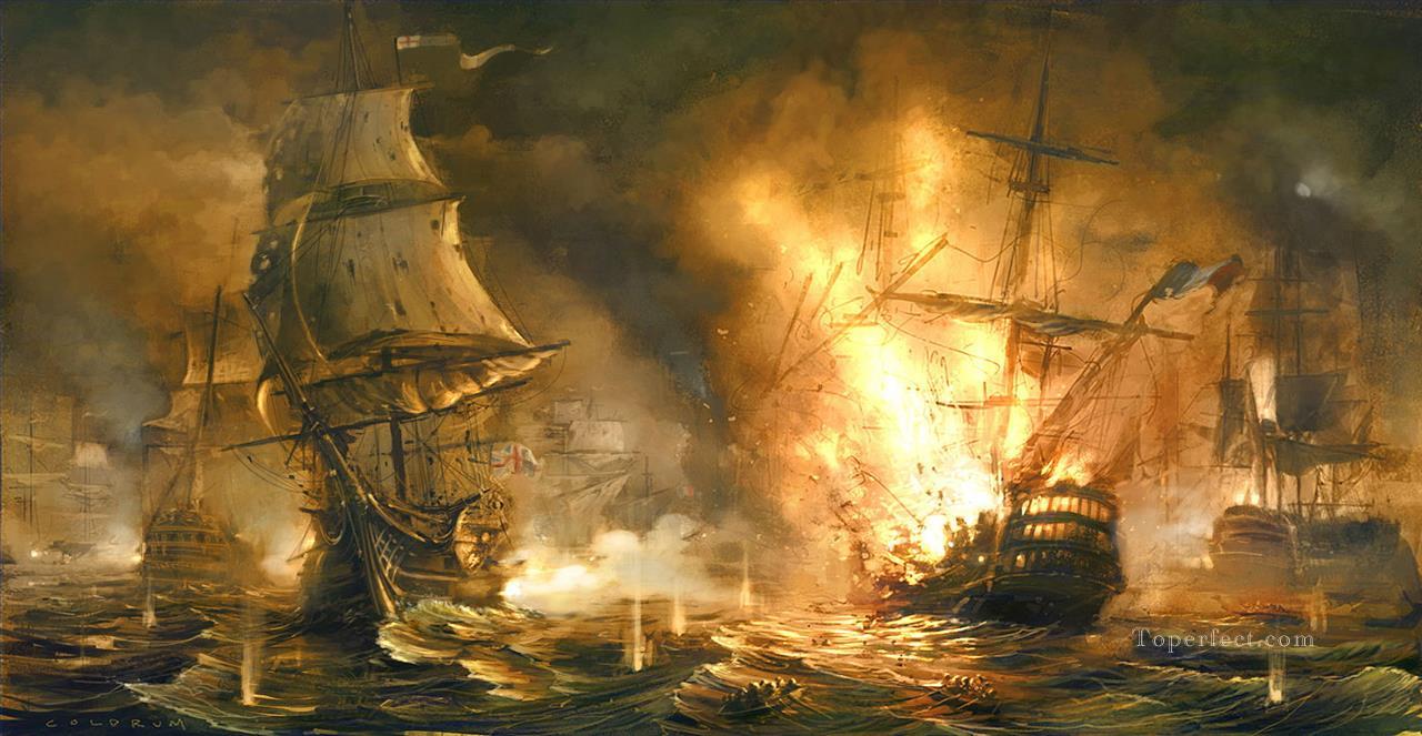 batalla naval napoleónica Pintura al óleo